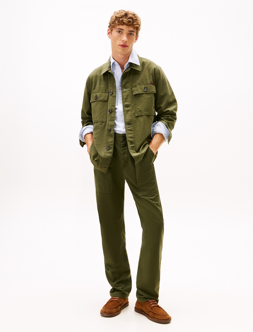Textured Washed Sateen Utility Shirt Jacket, Arctic Spruce, hi-res