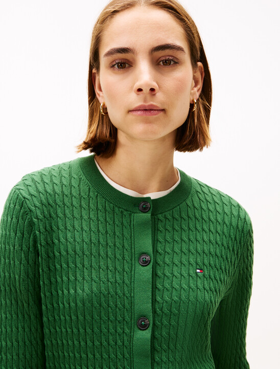Cable Knit Crew Neck Cardigan