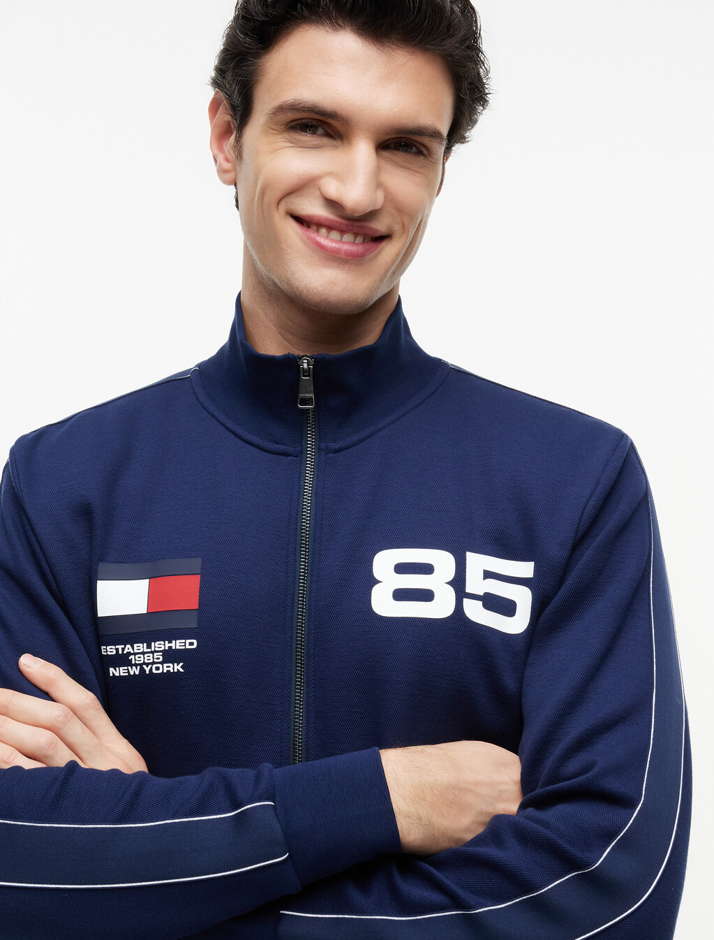 Interlock Knit Track Jacket, Carbon Navy, hi-res