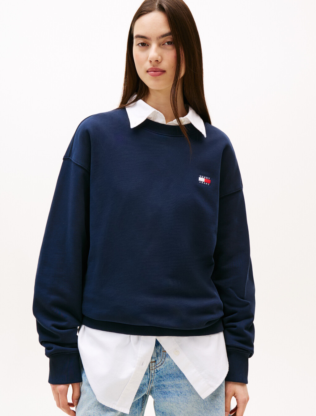 Logo Badge Relaxed Sweatshirt, Dark Night Navy, hi-res