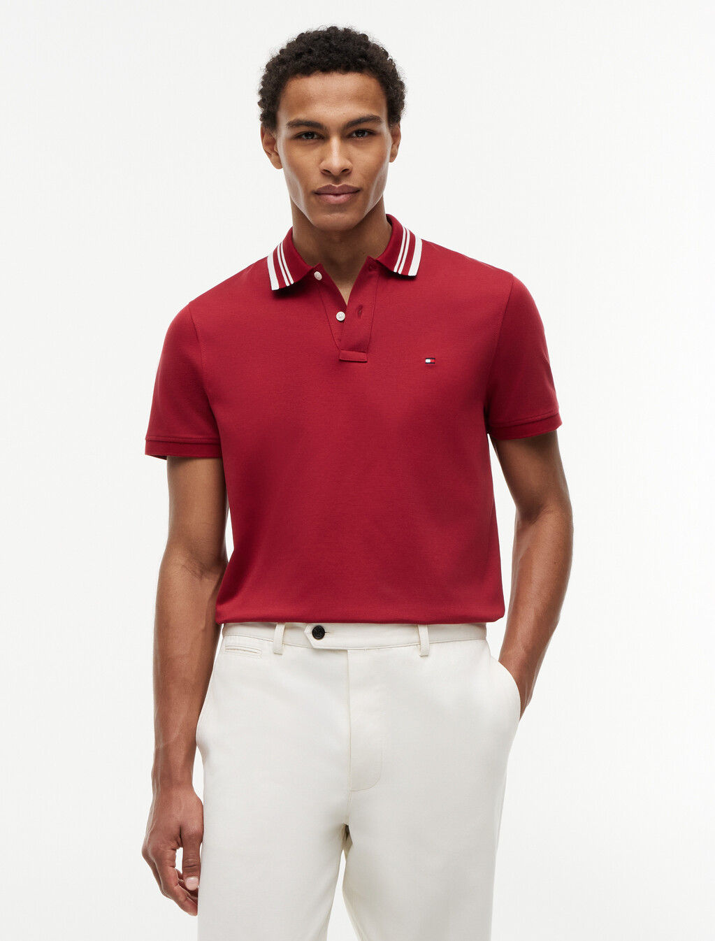 Asia Fit Mercerized Jacquard Polo, Regatta Red, hi-res