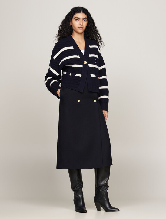 Crest Breton Stripe Pure Wool Cardigan