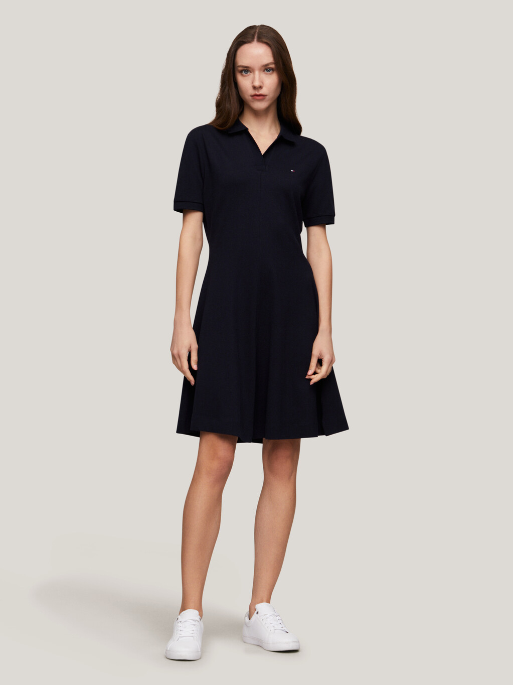 Fit and Flare Polo Dress, Desert Sky, hi-res