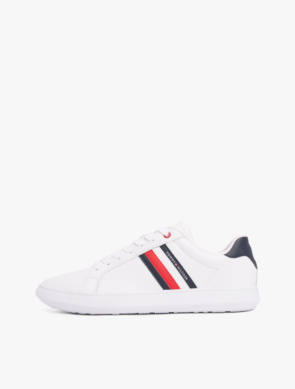 Essential Leather Cupsole Trainers, White, hi-res