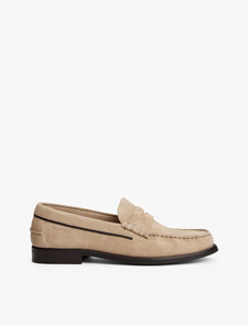 Debossed Suede Loafers, Beige, hi-res