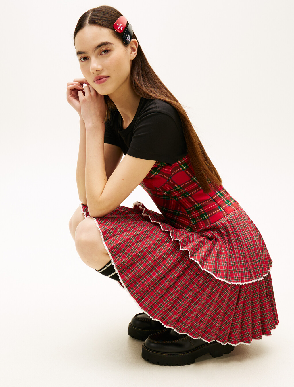 Tommy Girl Tartan Bustier Dress, Ornamental Red, hi-res