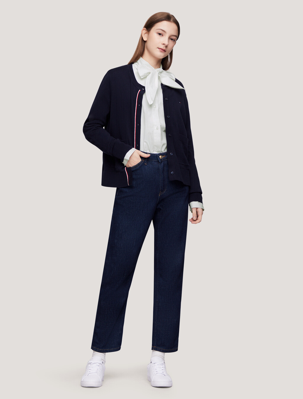 Cotton Bow Blouse, Th Optic White, hi-res