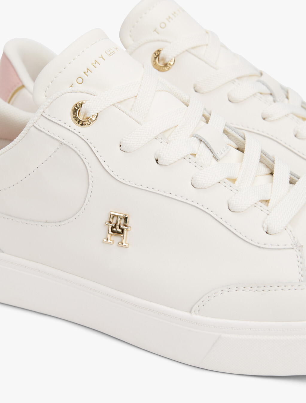 TH Monogram Leather Court Trainers, Ancient White, hi-res