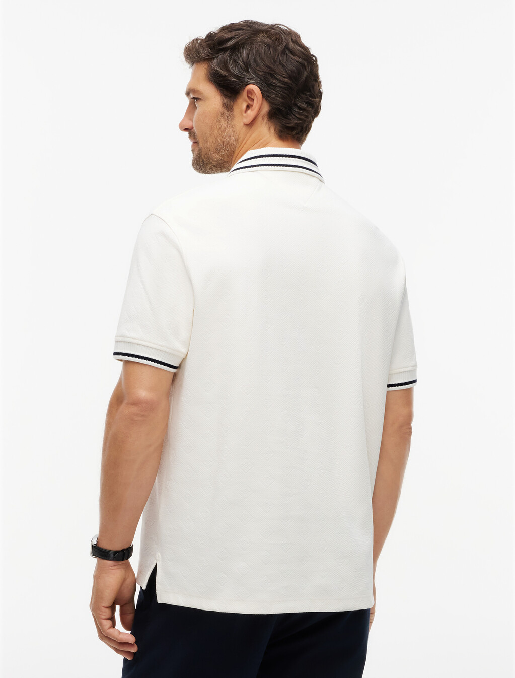 Relaxed Fit Foulard Jacquard Polo Shirt, Ivory Petal, hi-res