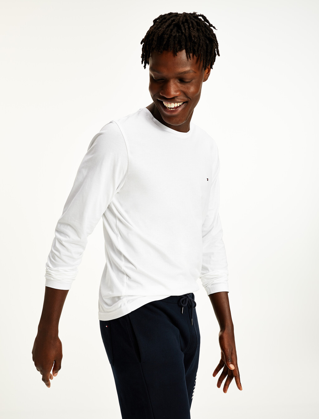 Organic Jersey Logo Long Sleeve T-Shirt, White, hi-res