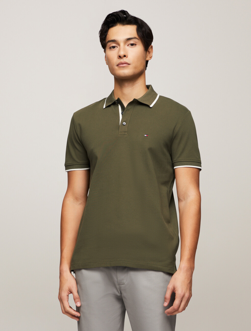 Mercerized Cotton Tipped Polo, Army Green, hi-res
