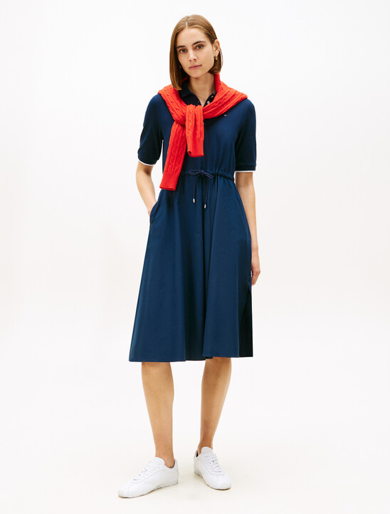 Mixed Media Midi Polo Dress