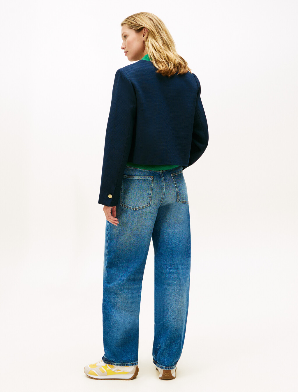 Textured Wool Blend Double Breasted Jacket, Dark Night Navy, hi-res