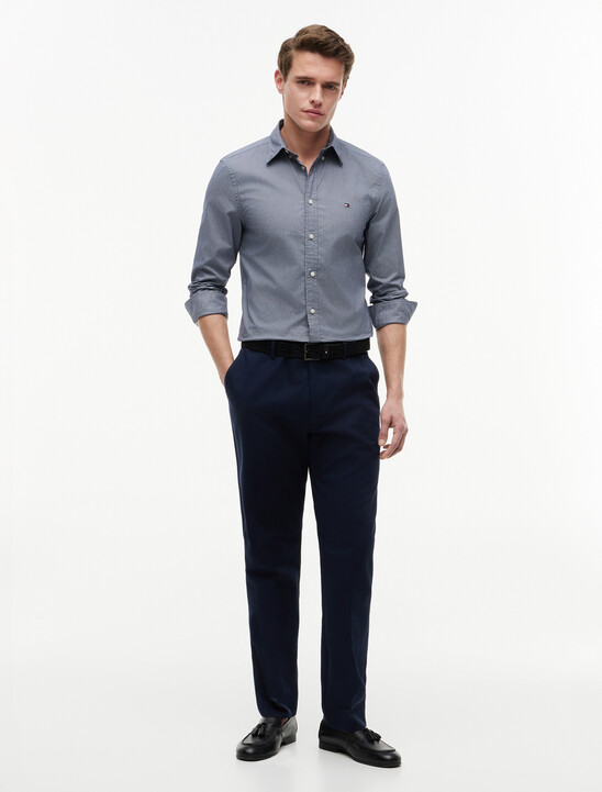 Slim Flex Micro Print Poplin Shirt