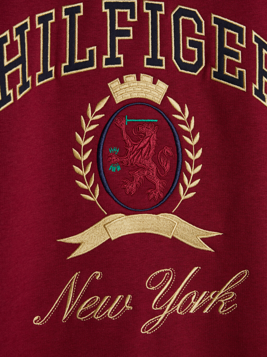 Crest Embroidery Crew Neck Sweatshirt, Rouge, hi-res