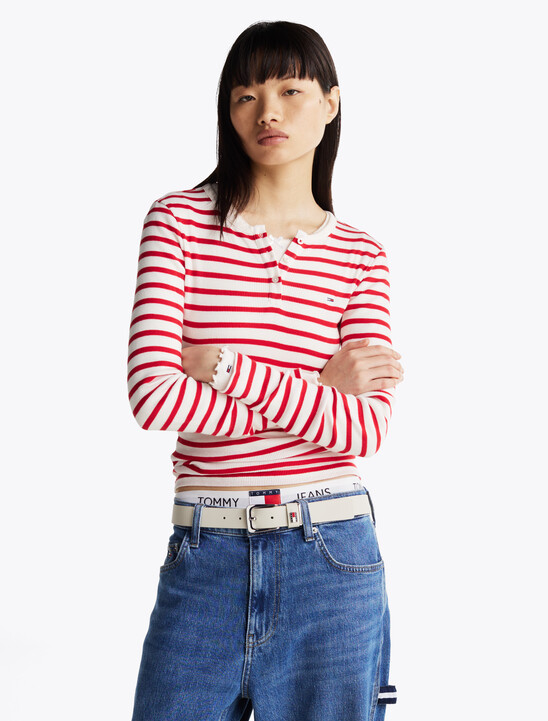 Ribbed Long Sleeve Slim T-Shirt