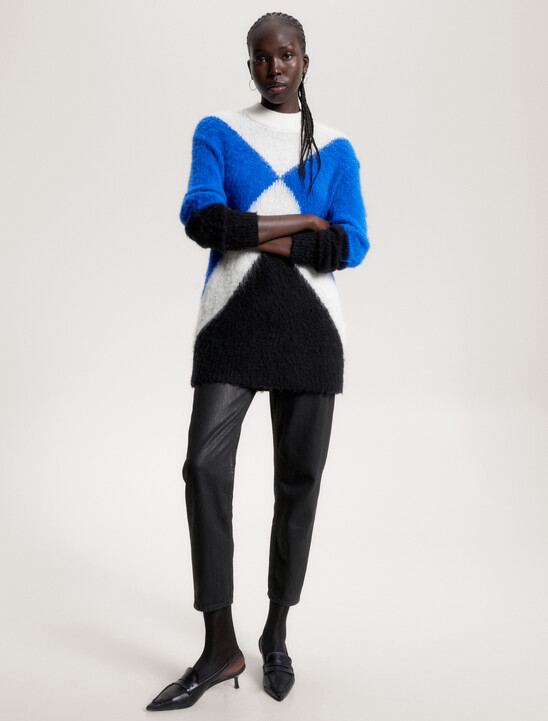 Argyle Color Block Alpaca Sweater
