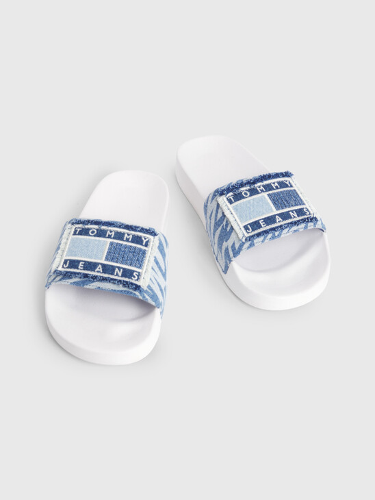 DENIM POOL SLIDES