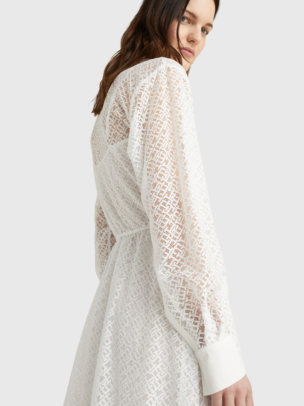 Lace Midi Shirt Dress, Th Optic White, hi-res