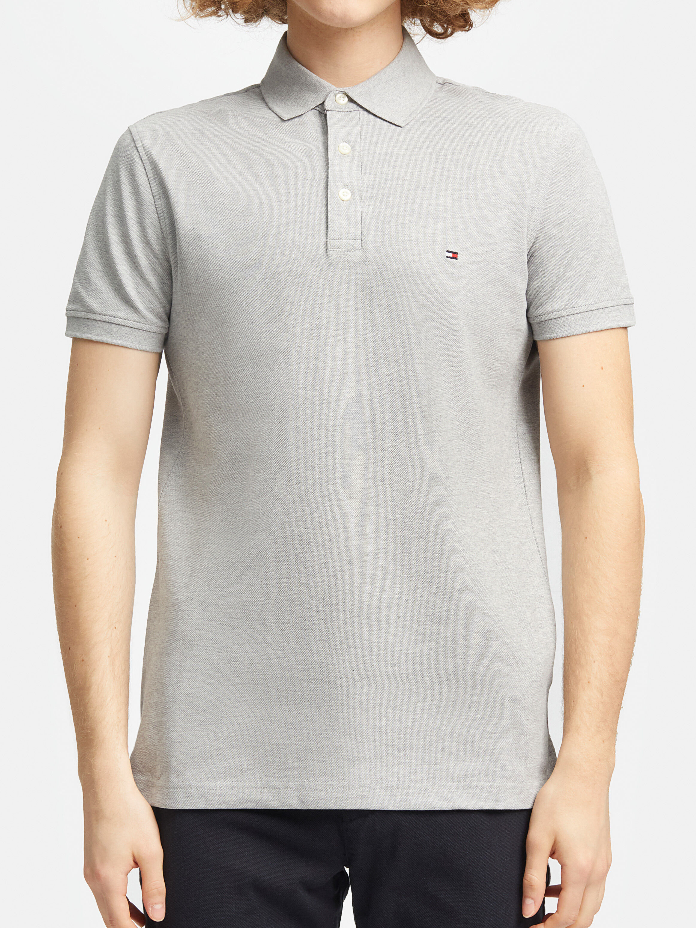 Grey tommy hilfiger polo shirt hot sale