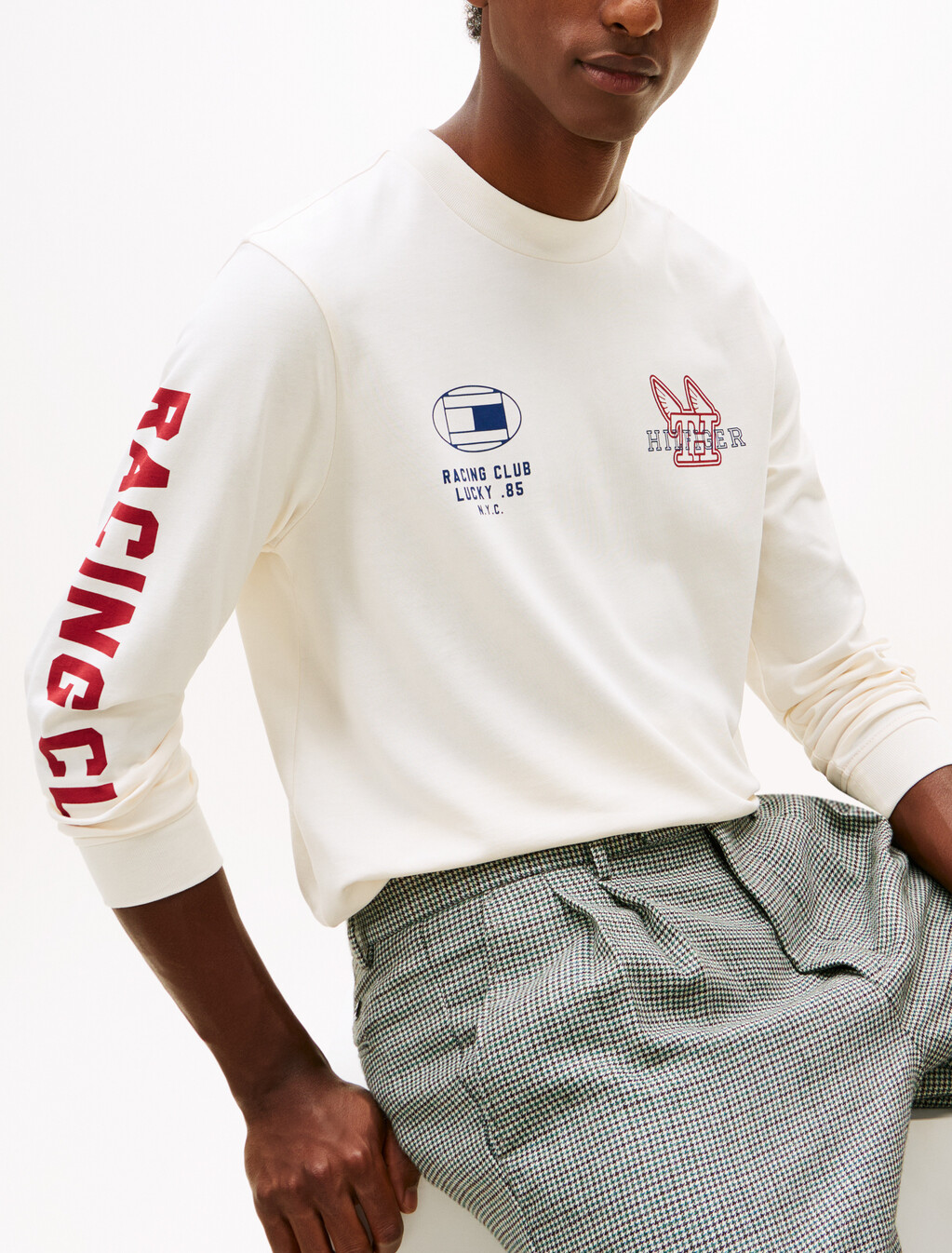 Graphic Jersey Long Sleeve T-Shirt, Ivory Petal, hi-res