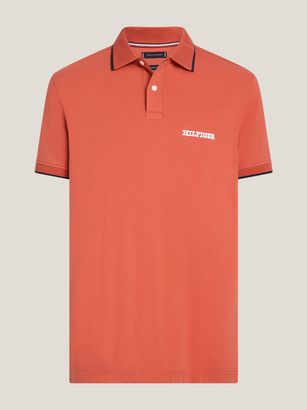 Monotype Graphic Tipped Regular Polo, Terra Red, hi-res