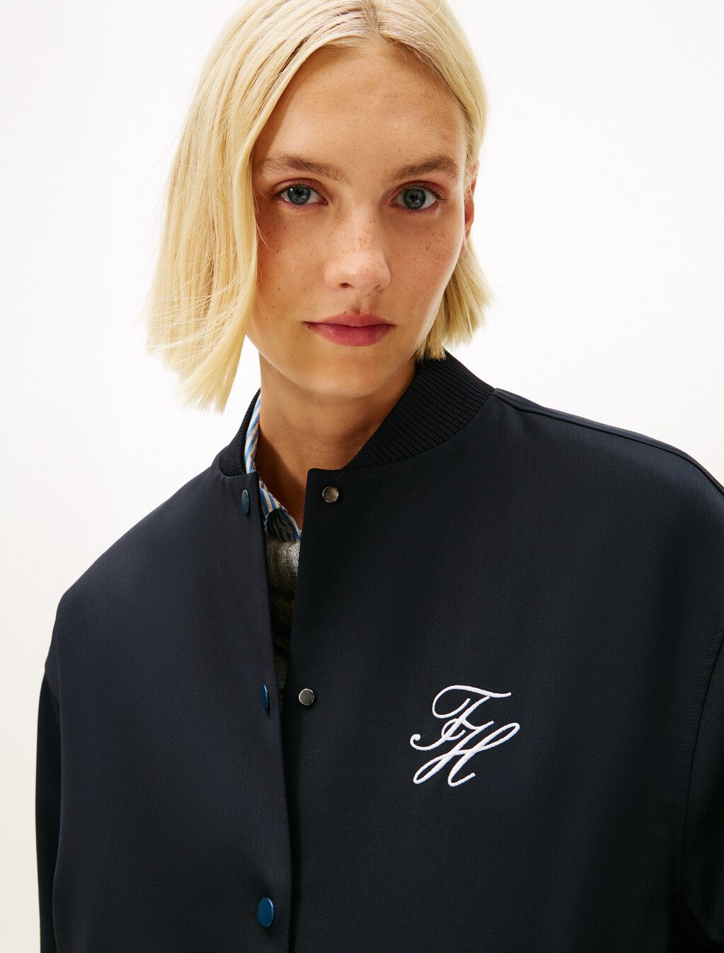 Timeless Wool Blend Relaxed Bomber Jacket, Dark Night Navy, hi-res