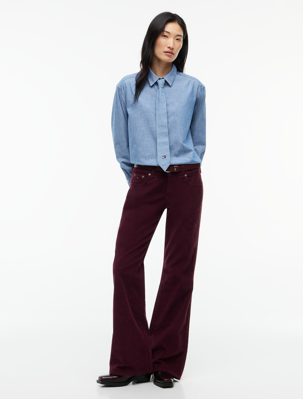 Chambray Tie Shirt, Denim Light, hi-res