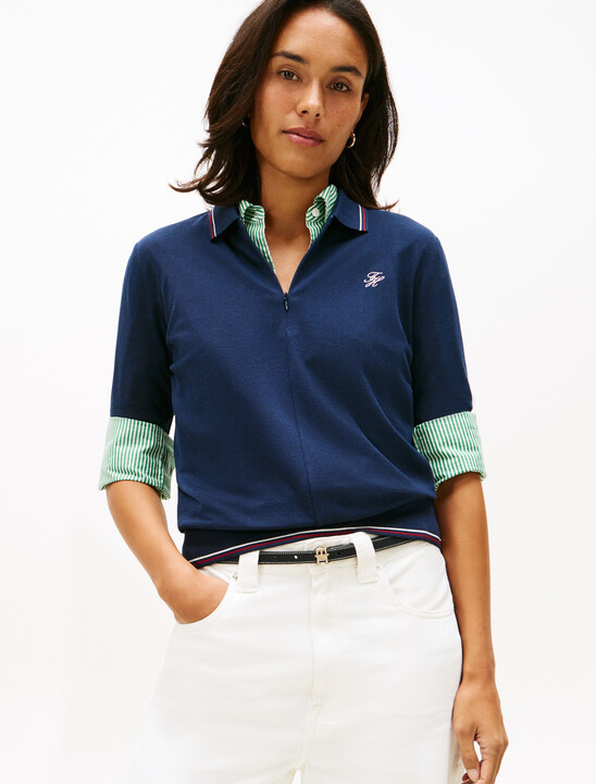Regular Fit Pique Zip Polo Shirt