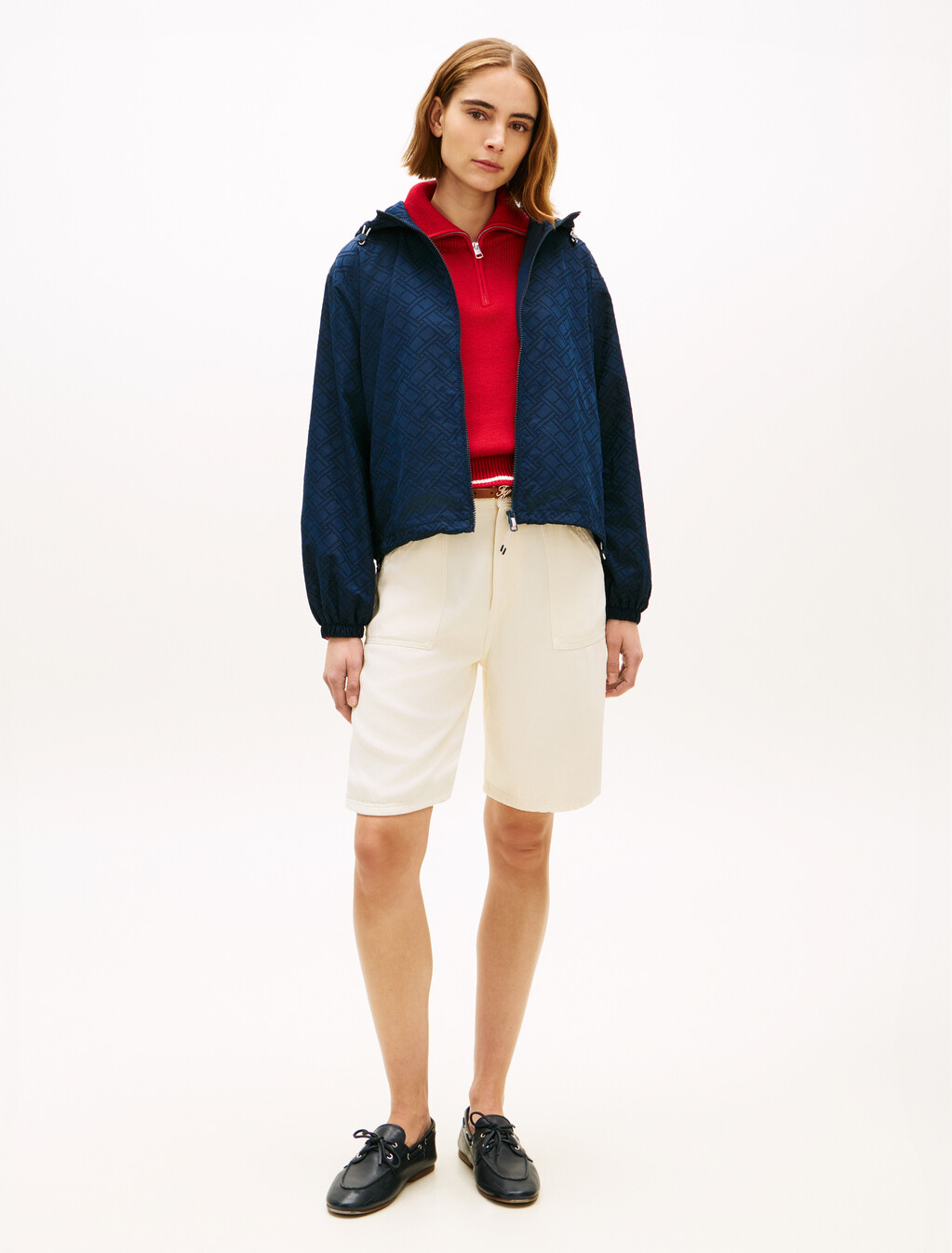 All Over Flag Embroidery Windbreaker, Dark Night Navy, hi-res