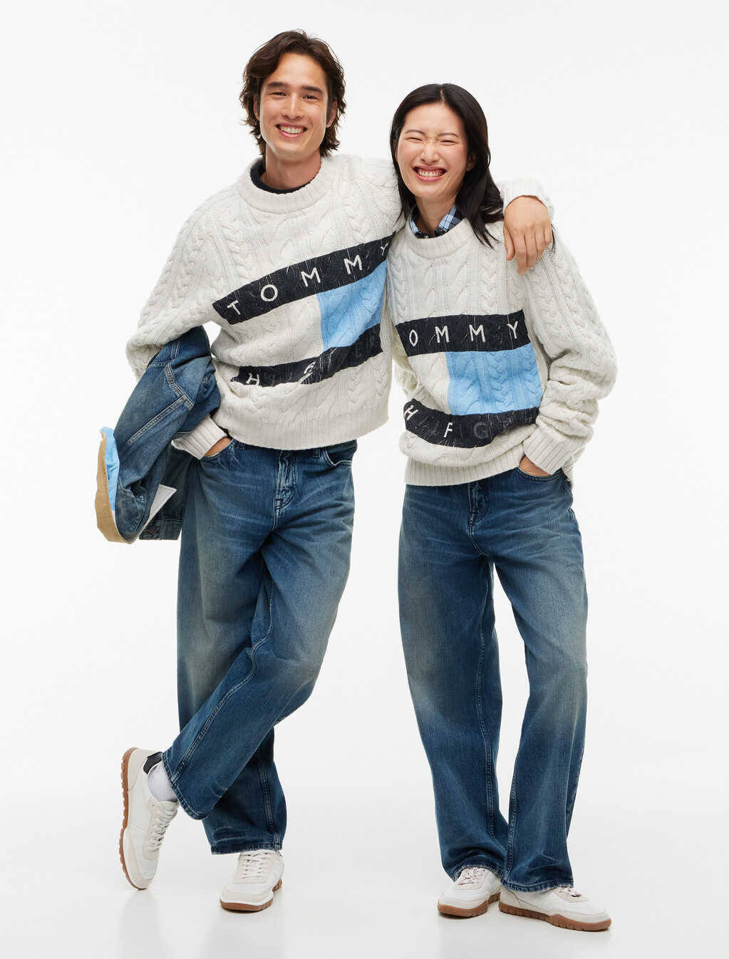 Wool Blend Cable Knit Jumper, Ecru / Well Water, hi-res