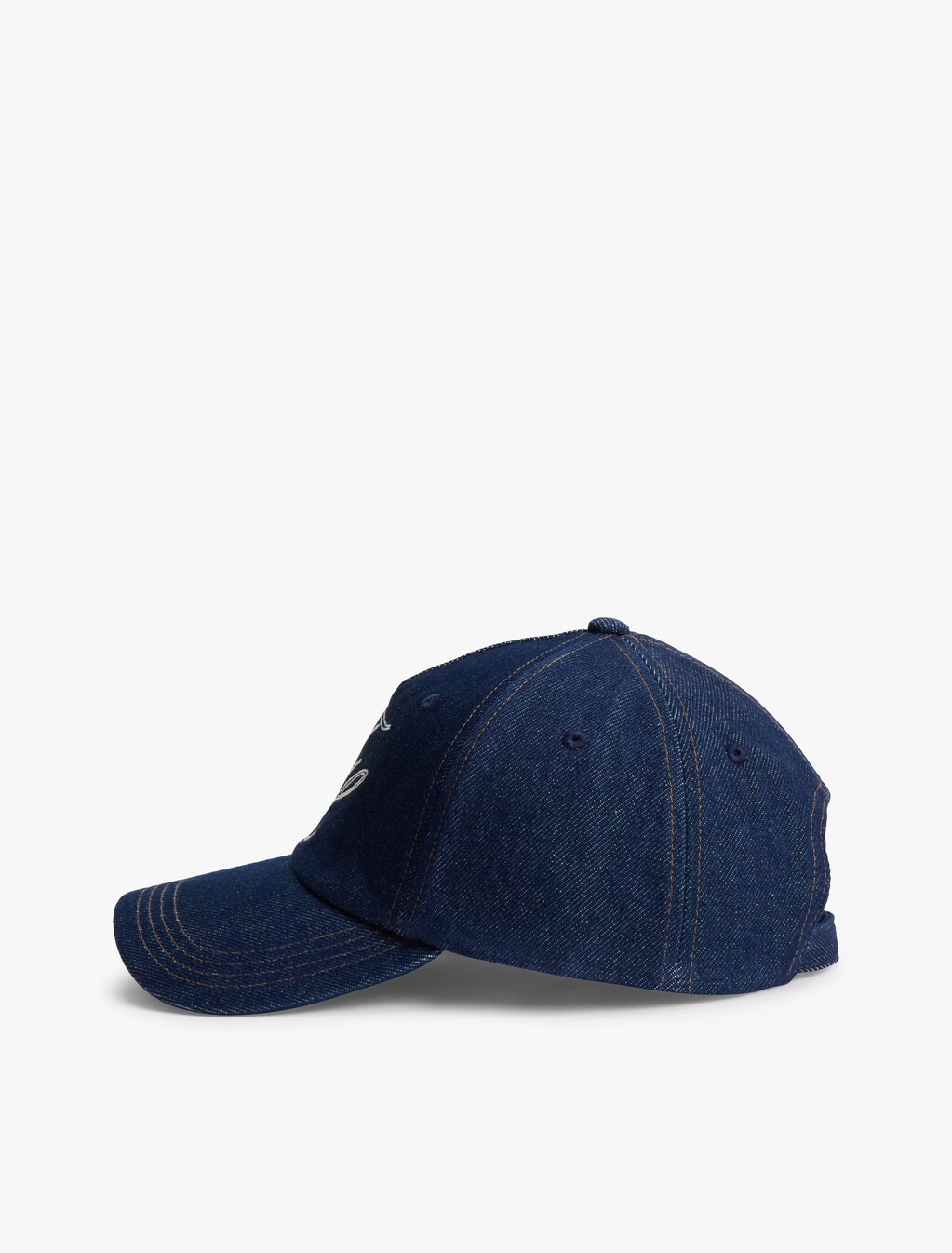 Logo Embroidery Denim Baseball Cap, Dark Denim, hi-res