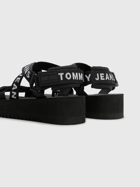 WEBBING LOGO STRAP FLATFORM SANDALS