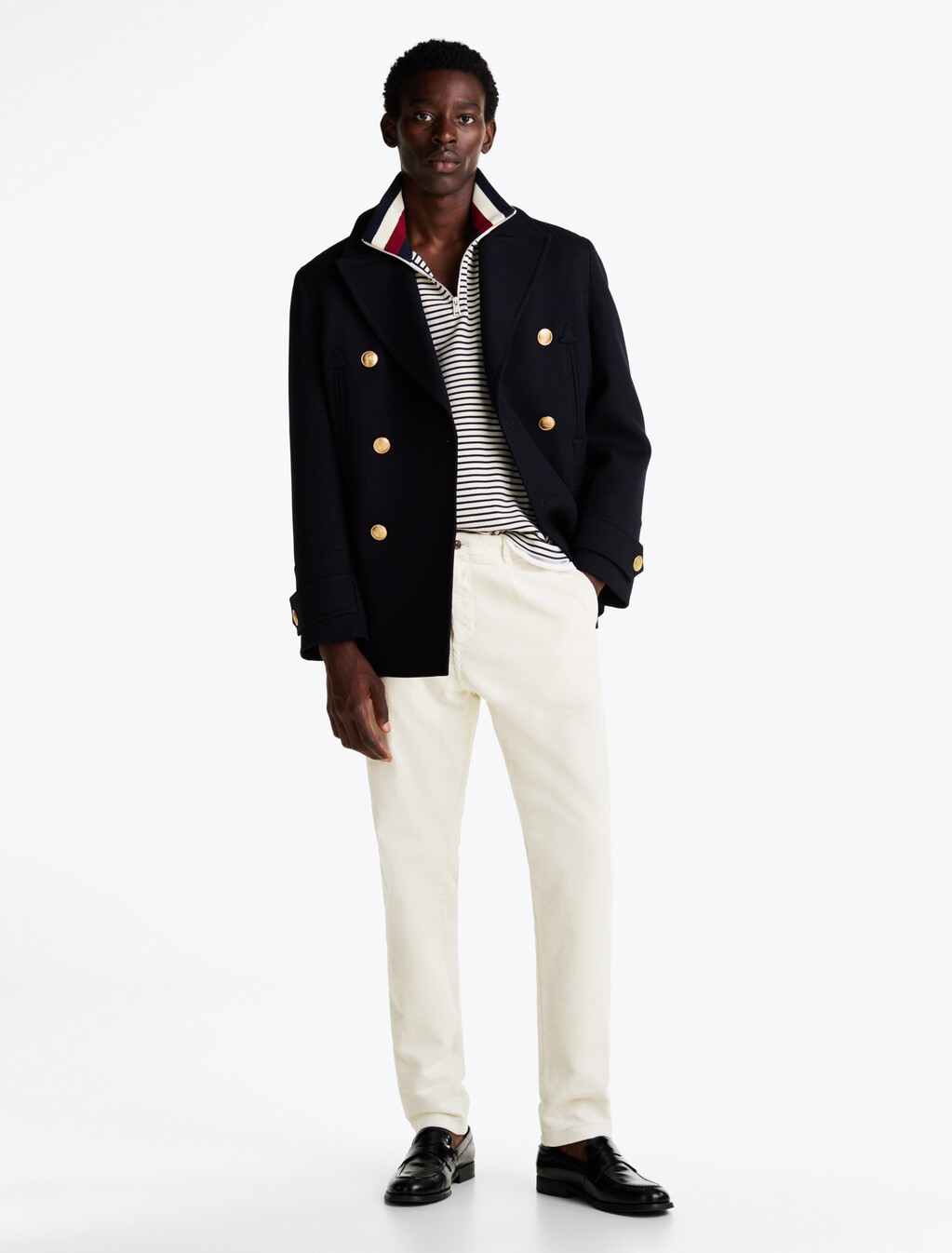 Harlem Stretch Cotton Corduroy Tapered Chinos, Ivory, hi-res