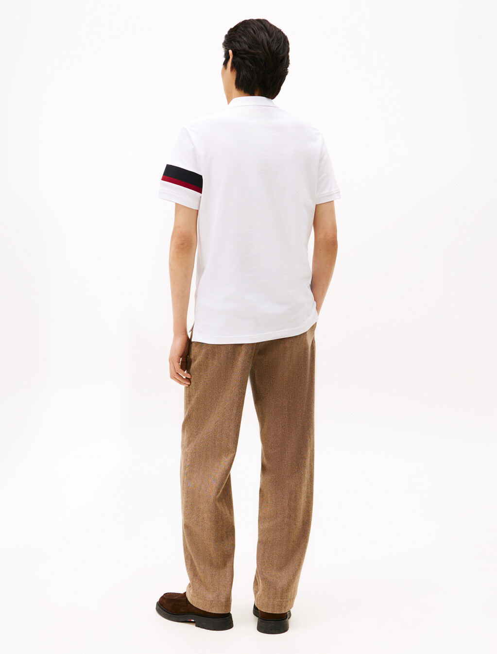 Color Tape Sleeve Polo, White, hi-res