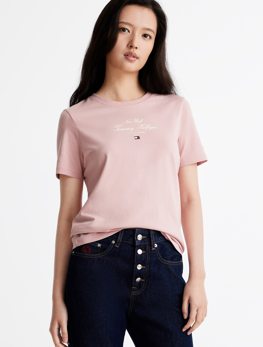Script Logo T-Shirt, Foggy Pink, hi-res