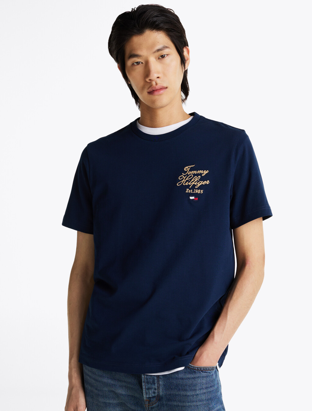Script Logo Embroidery T-Shirt, Night Sky, hi-res