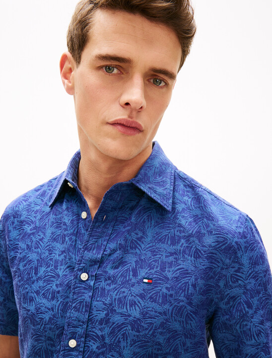 Linen Tencel Jacquard Short Sleeve Shirt