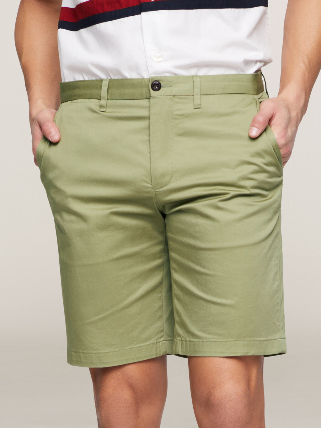Stretch Cotton Shorts, Faded Olive, hi-res