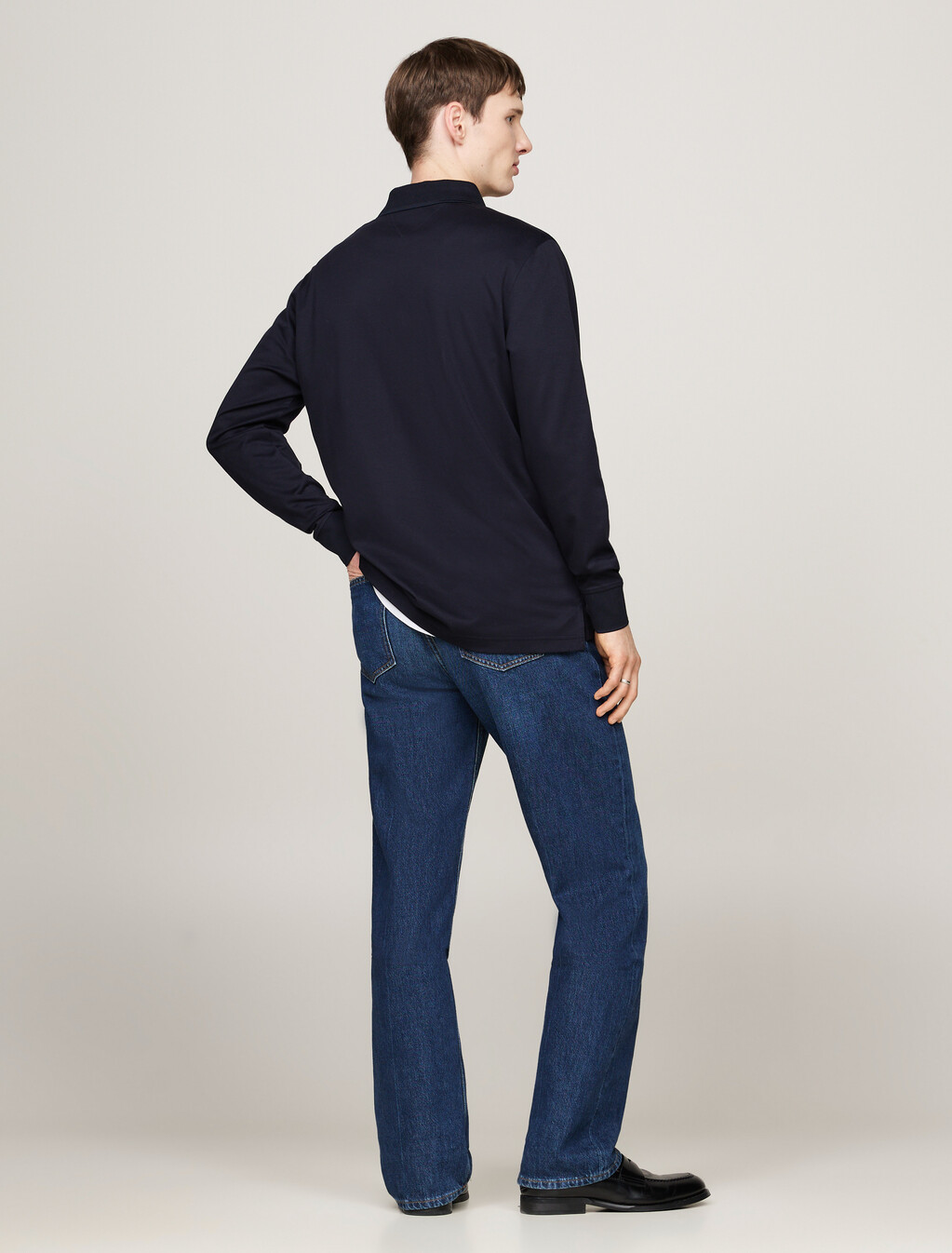 Jacquard Long Sleeve Polo Shirt, Desert Sky, hi-res