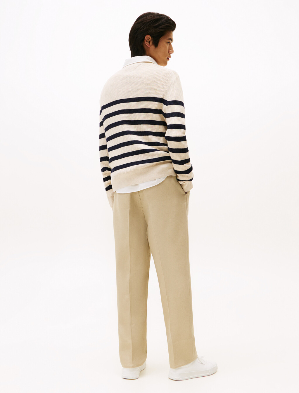 Textured Knit Crew Neck Jumper, Oatmilk Htr / Desert Sky, hi-res