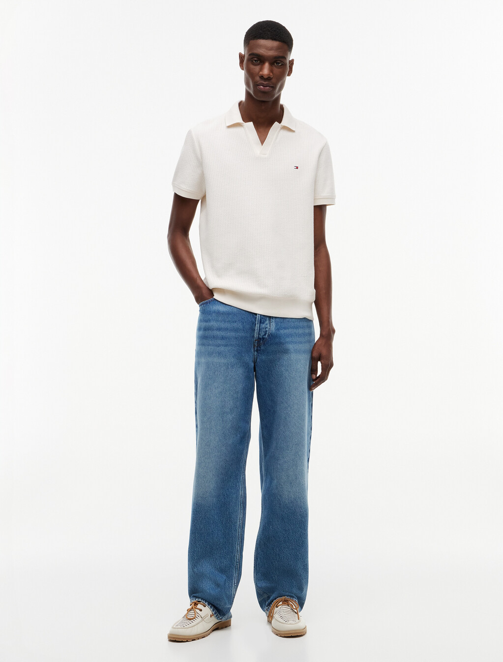 Regular Fit Jacquard Polo Shirt, Ivory Petal, hi-res