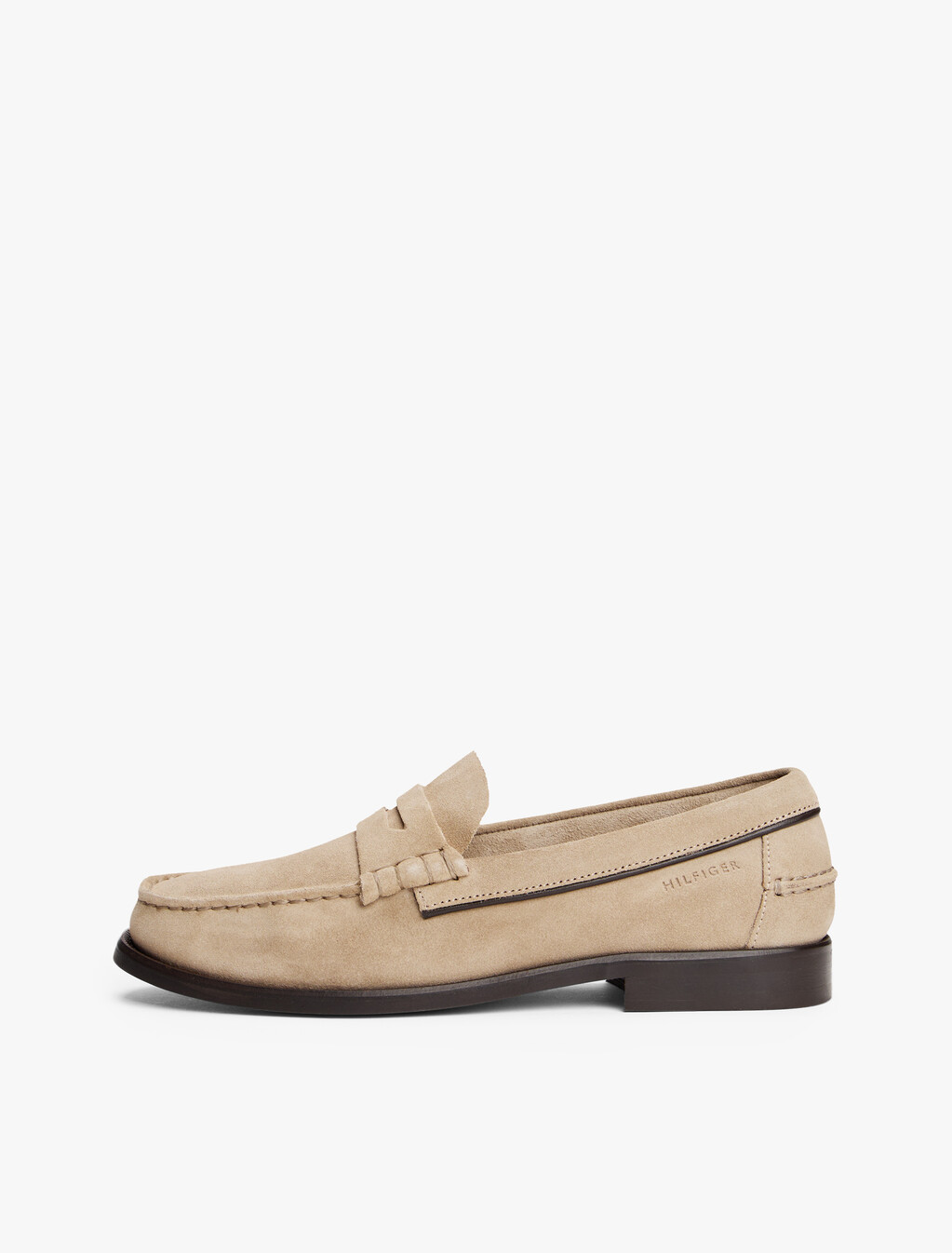 Debossed Suede Loafers, Beige, hi-res