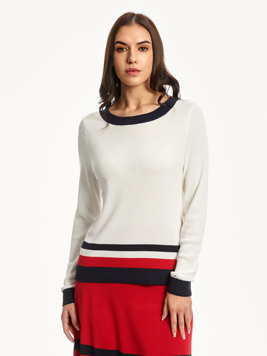 COLOR-BLOCKED BOAT NECK JUMPER