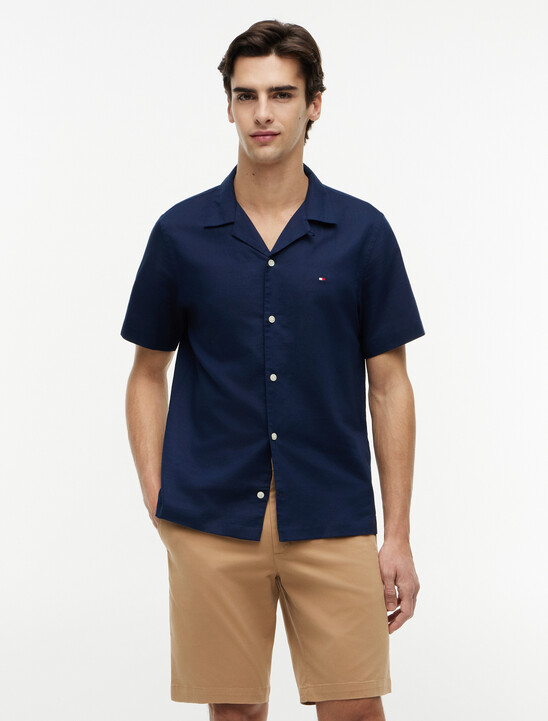 Regular Fit Linen Blend Short Sleeve Shirt