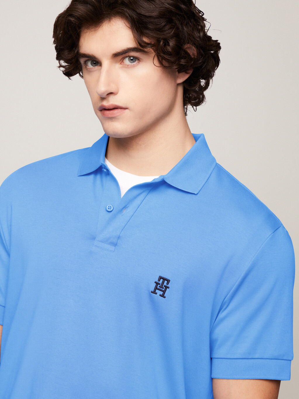 TH Monogram Regular Fit Polo, Blue Spell, hi-res