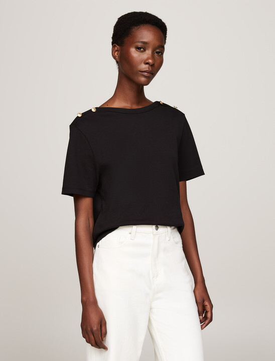 Stripe Boat Neck Relaxed T-Shirt