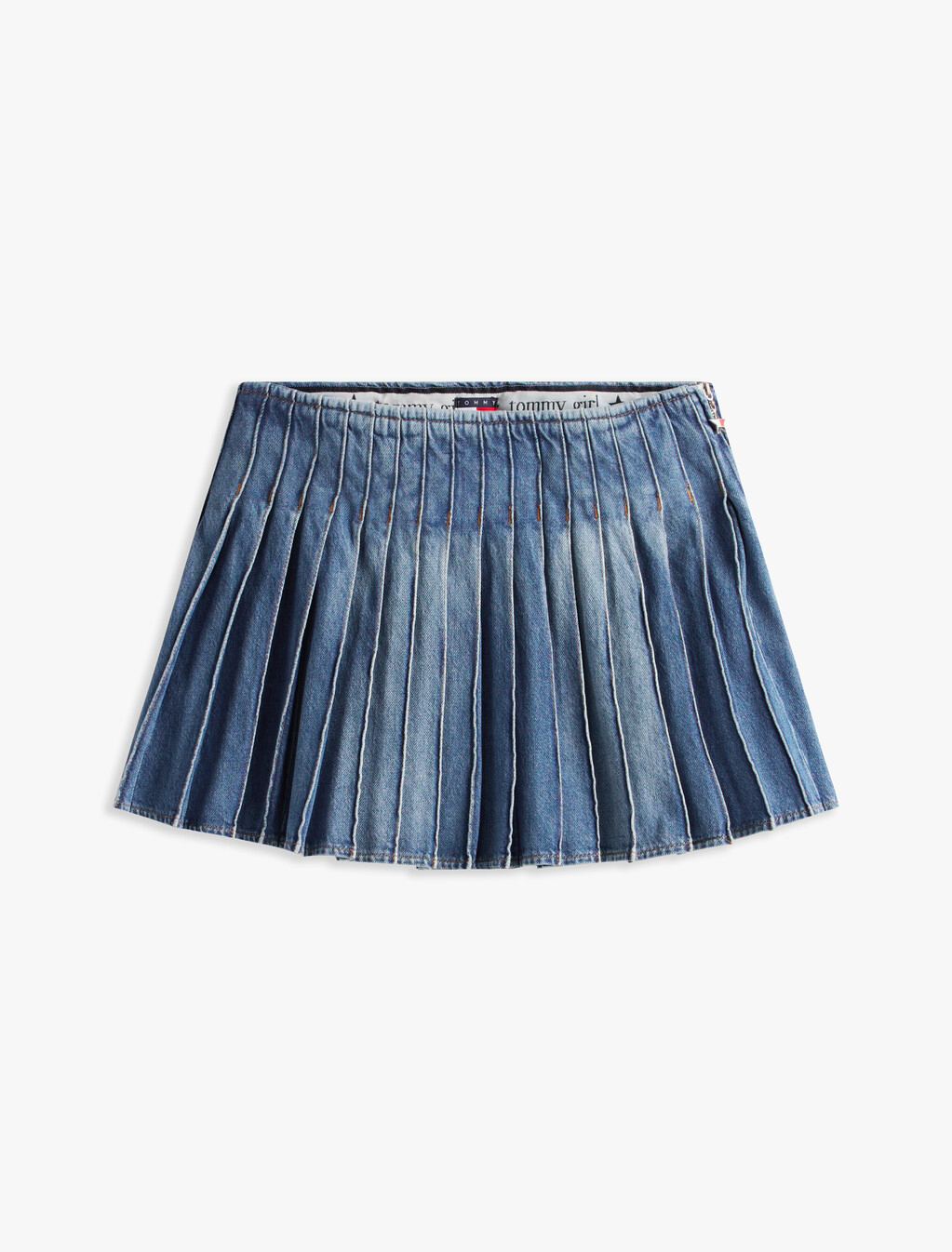 Tommy Girl Denim Pleated Mini Skirt, Indigo Wash, hi-res