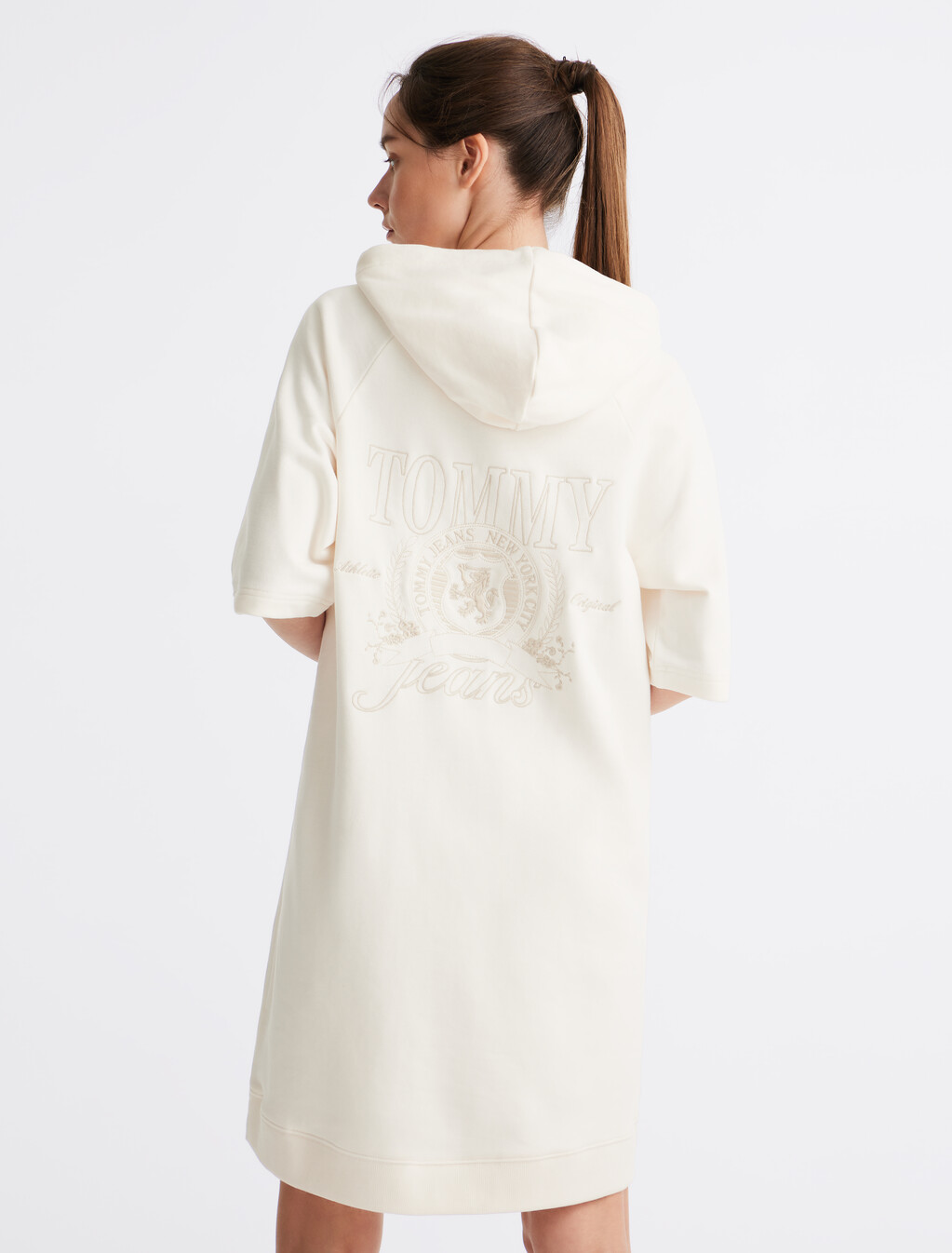 Crest Hoodie Dress, Ancient White, hi-res