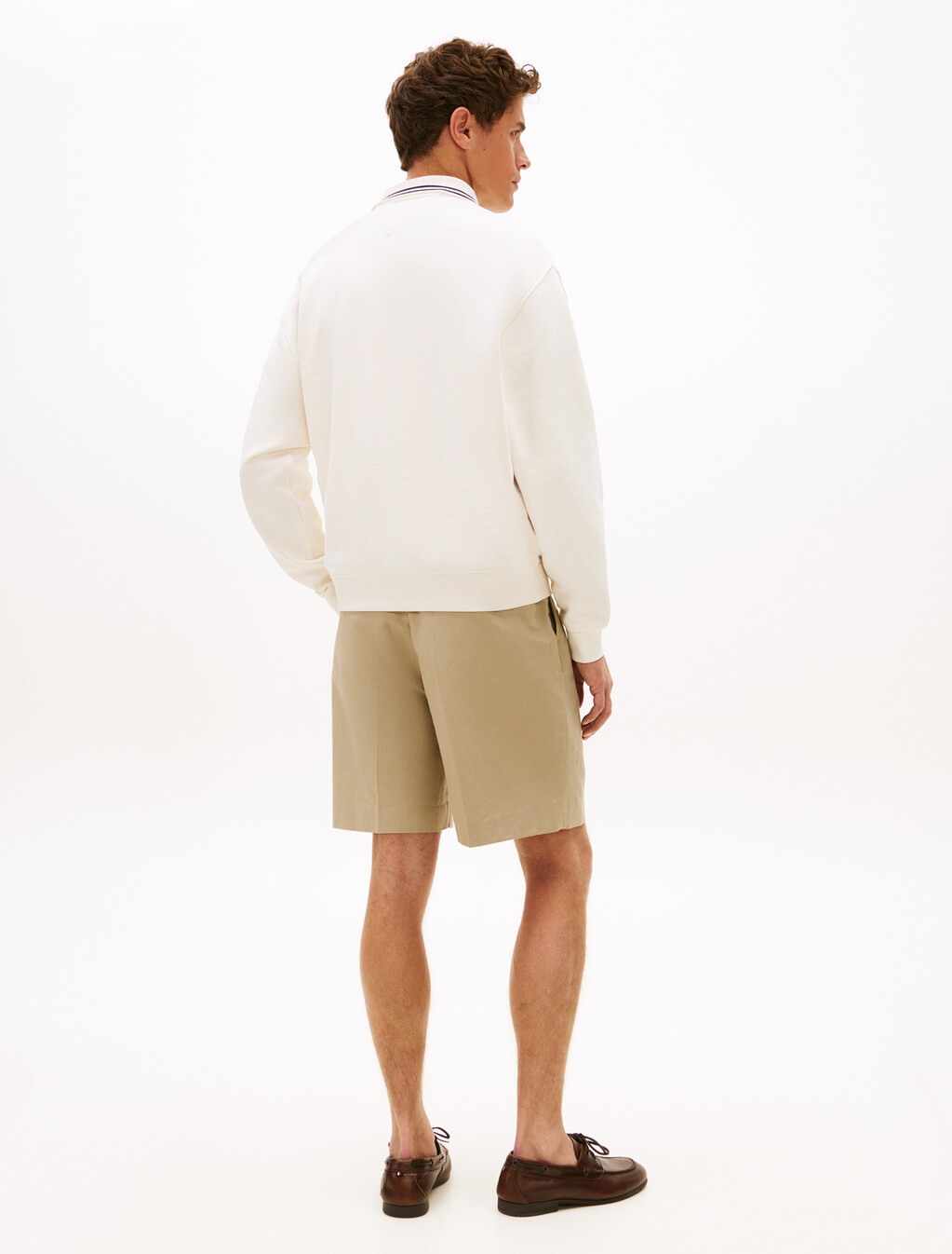Tipped Collar Relaxed Rugby Sweatshirt, Ivory Petal, hi-res